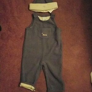 6-9 Month Fleece Blue Doggie Romper & Hat